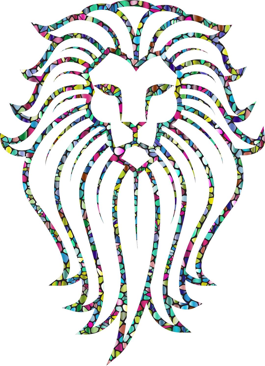 Polyprismatic Tiled Lion Face Tattoo With Background png transparent