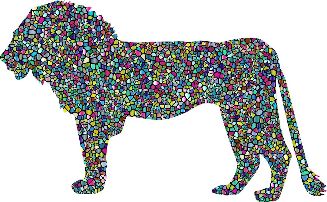 Polyprismatic Tiled Lion Profile Silhouette With Background png transparent