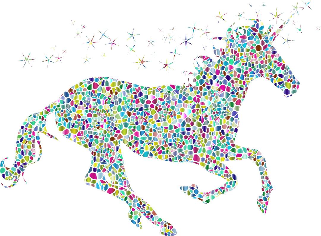 Polyprismatic Tiled Magical Unicorn Silhouette png transparent