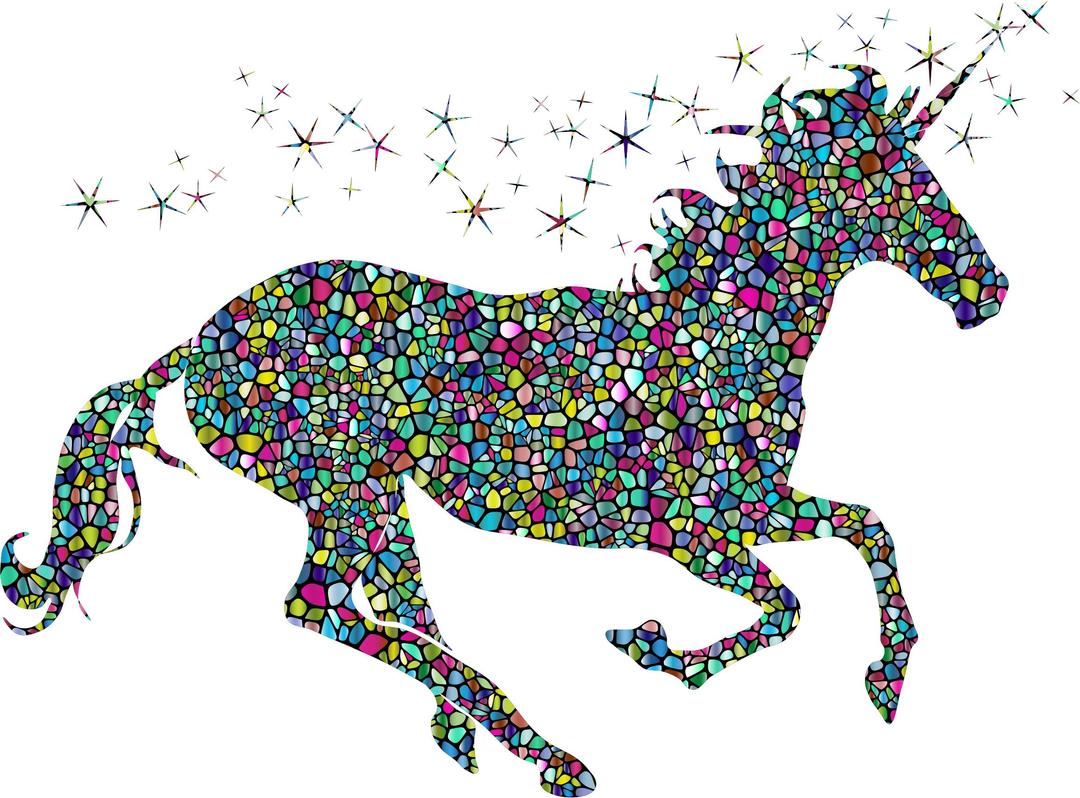 Polyprismatic Tiled Magical Unicorn Silhouette With Background png transparent