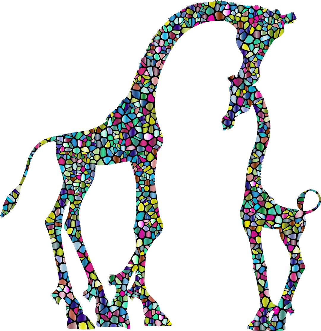Polyprismatic Tiled Mother And Child Giraffe Silhouette Variation 2 png transparent
