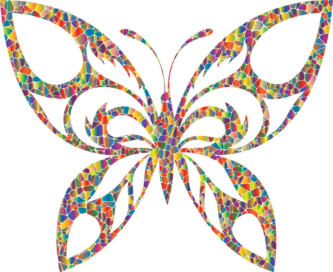Polyprismatic Tiled Tribal Butterfly Silhouette png transparent