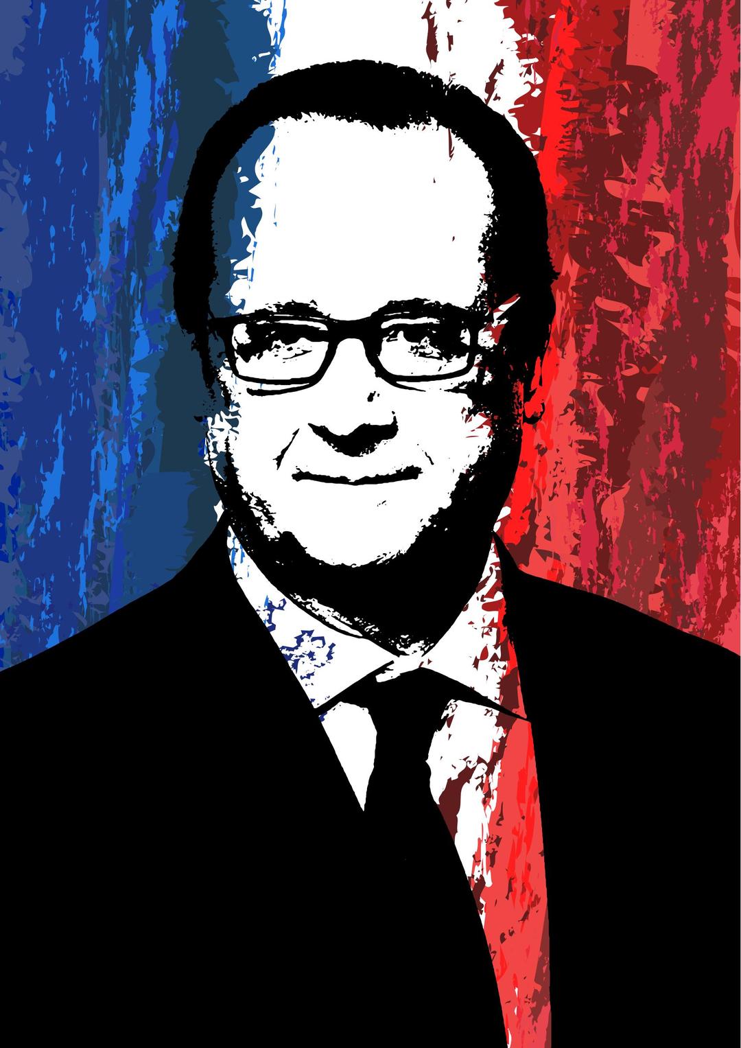 Portrait of François Hollande on a French Flag Background png transparent