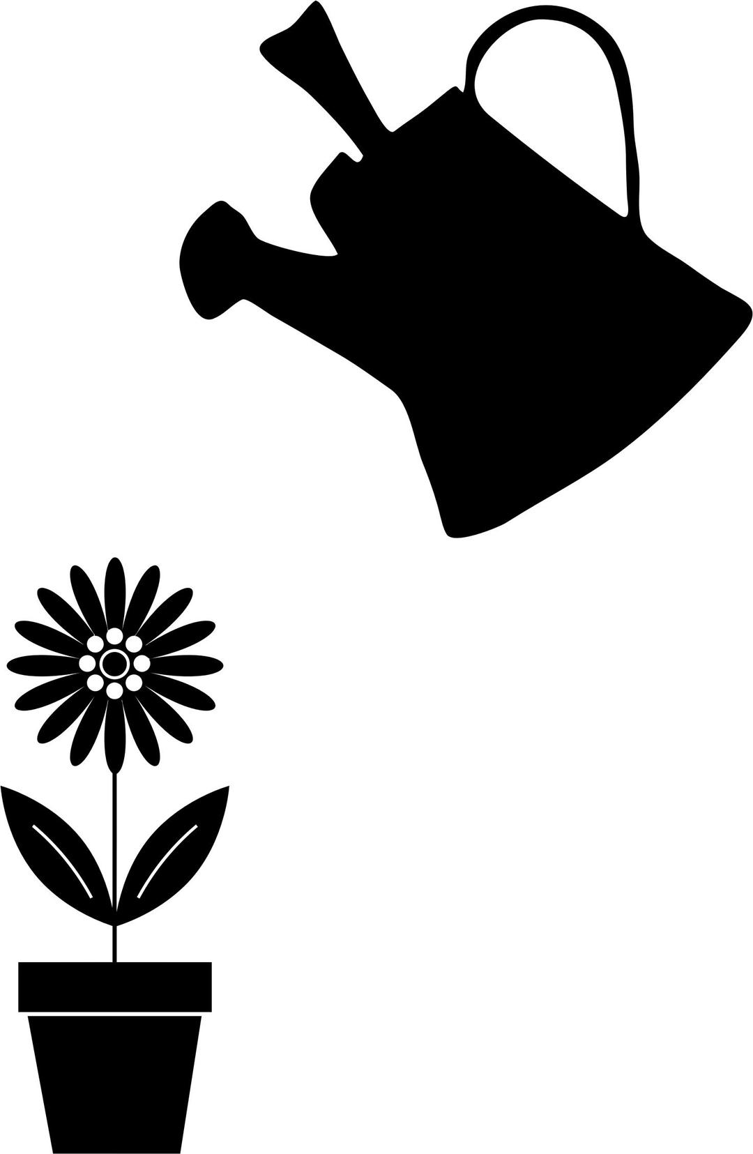 Potted Flower And Watering Can png transparent