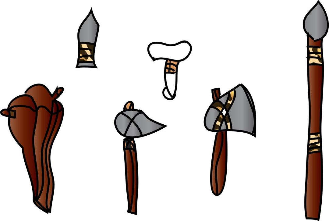 Prehestoric weapons and tools png transparent