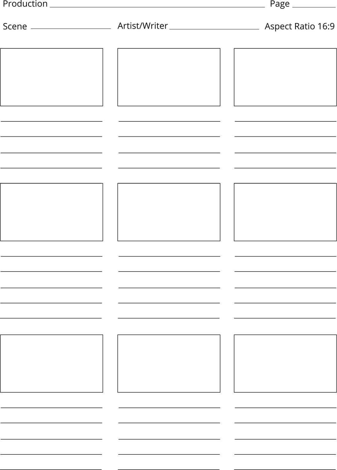 Printable Storyboard Template (Professional) png transparent