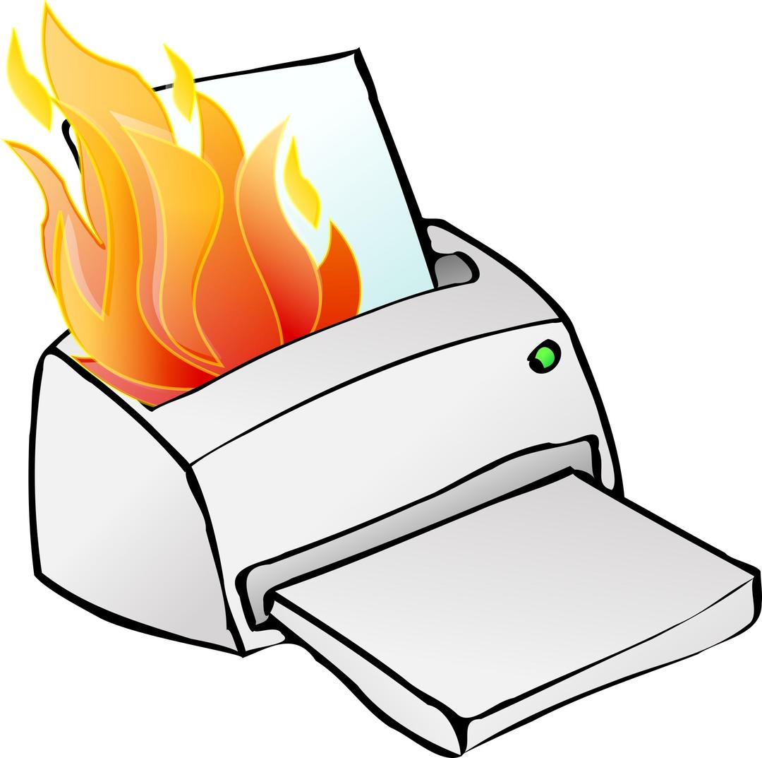 Printer on fire png transparent