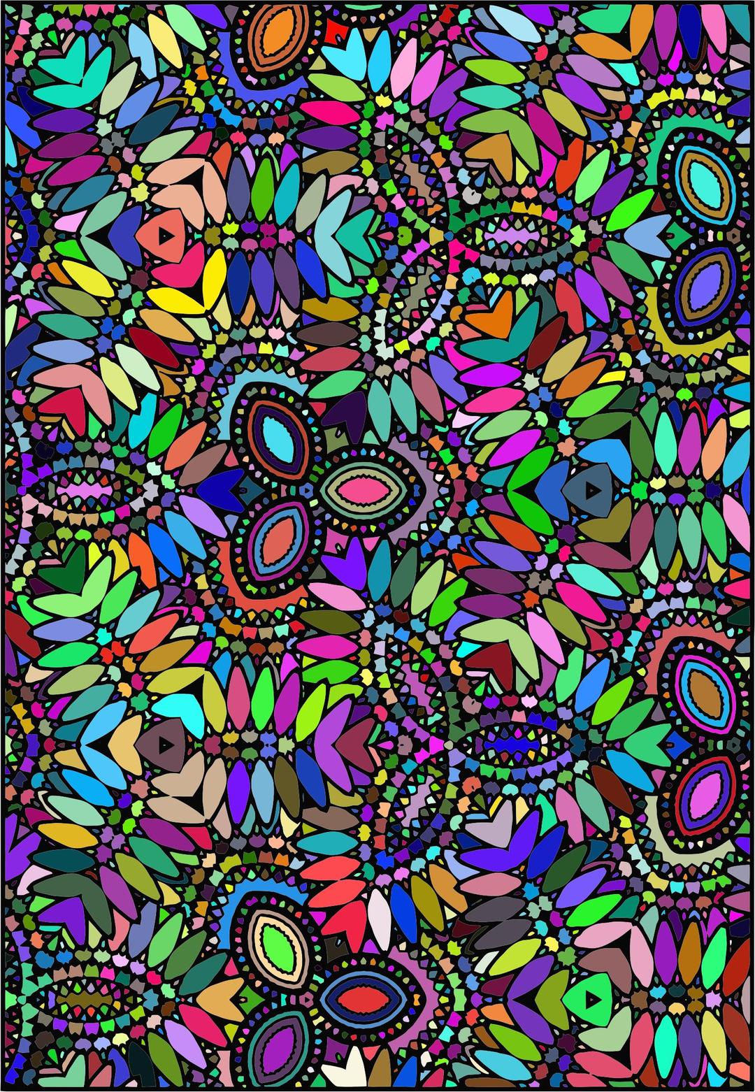 Prismatic Abstract Floral Coloring Design png transparent