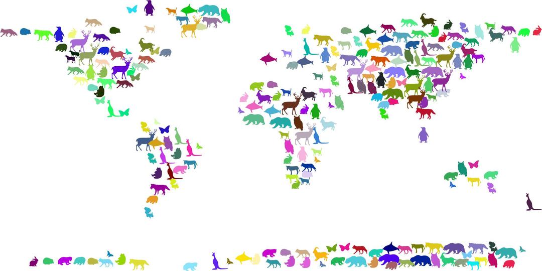 Prismatic Animals World Map png transparent