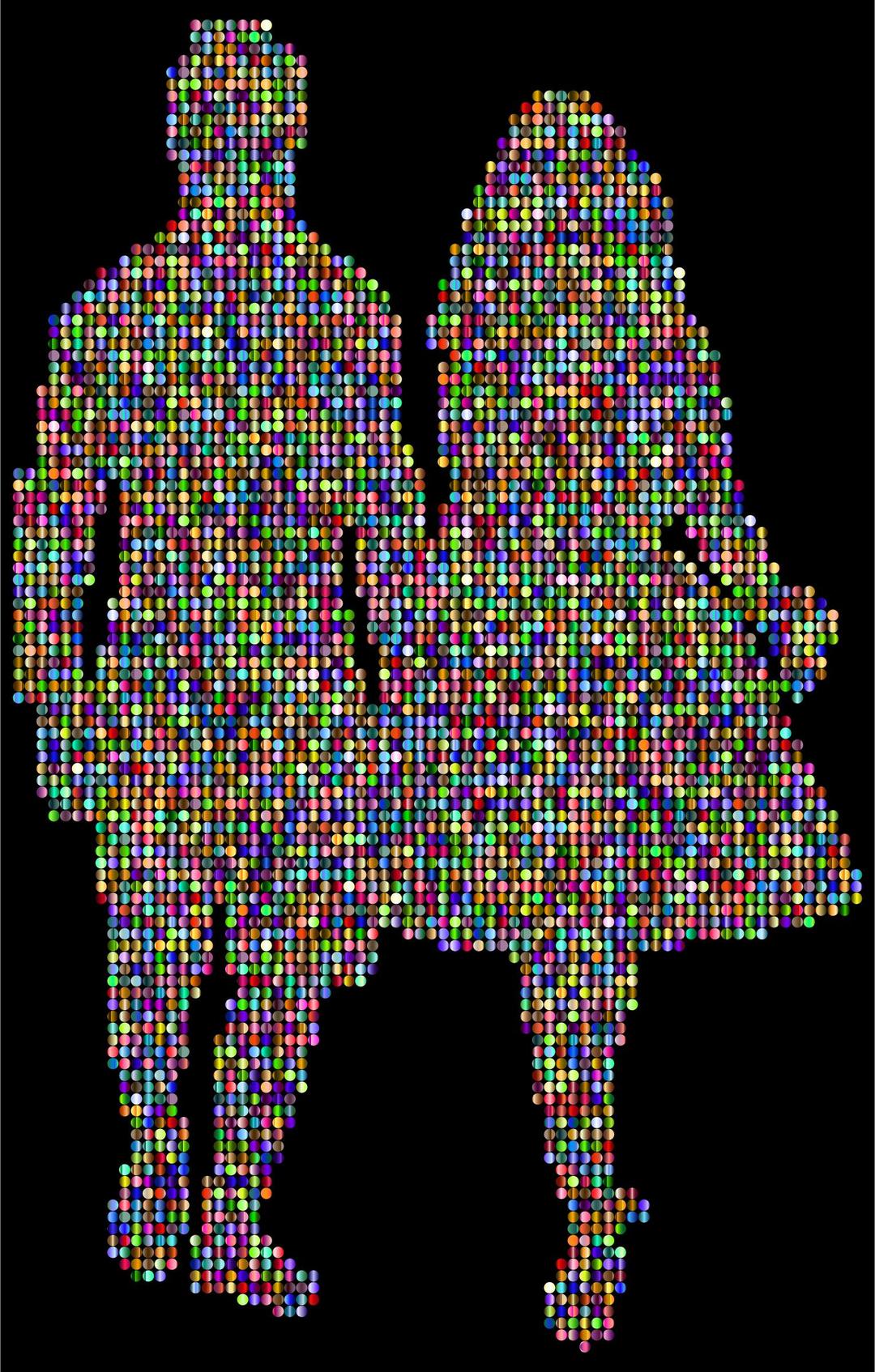 Prismatic Couple Holding Hands Silhouette 4 With Background png transparent
