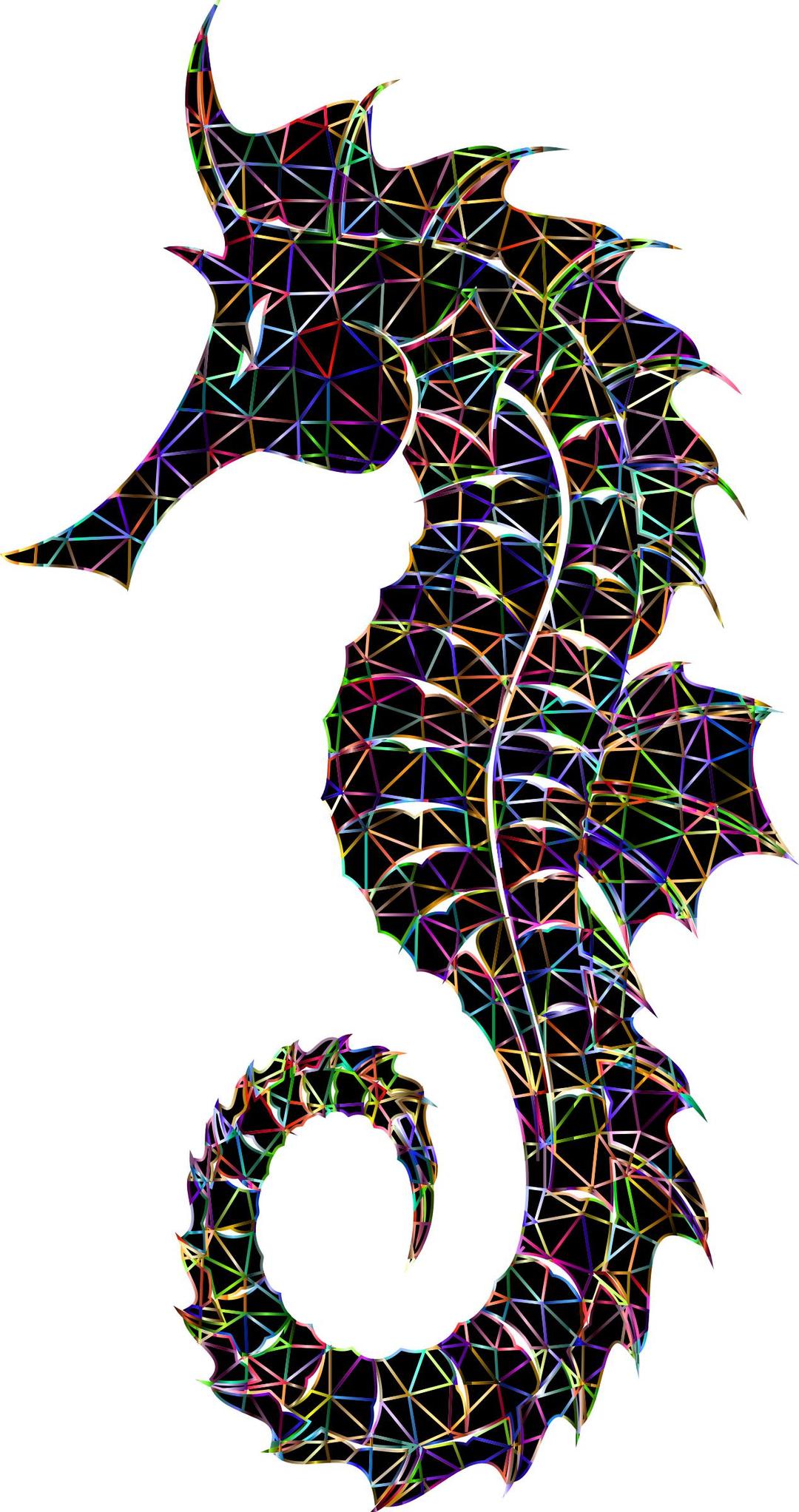 Prismatic Detailed Seahorse Wireframe png transparent