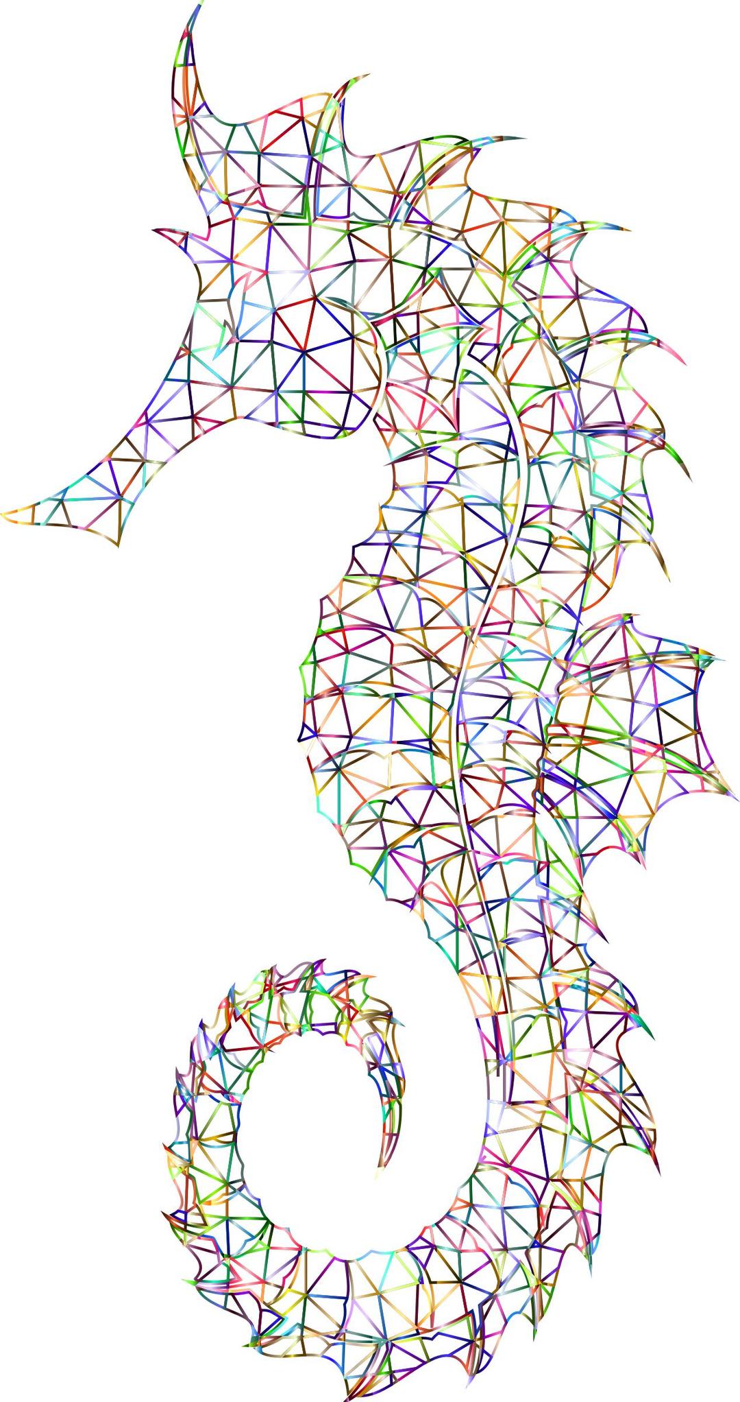 Prismatic Detailed Seahorse Wireframe No Background png transparent