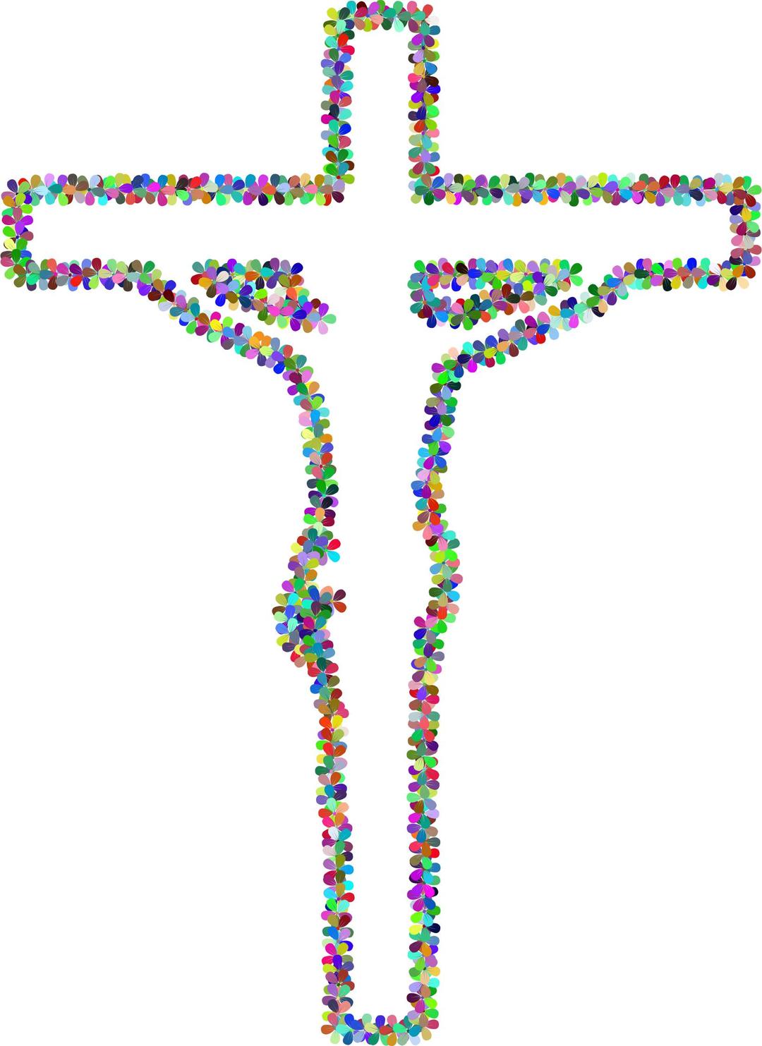 Prismatic Floral Crucifix Outline png transparent