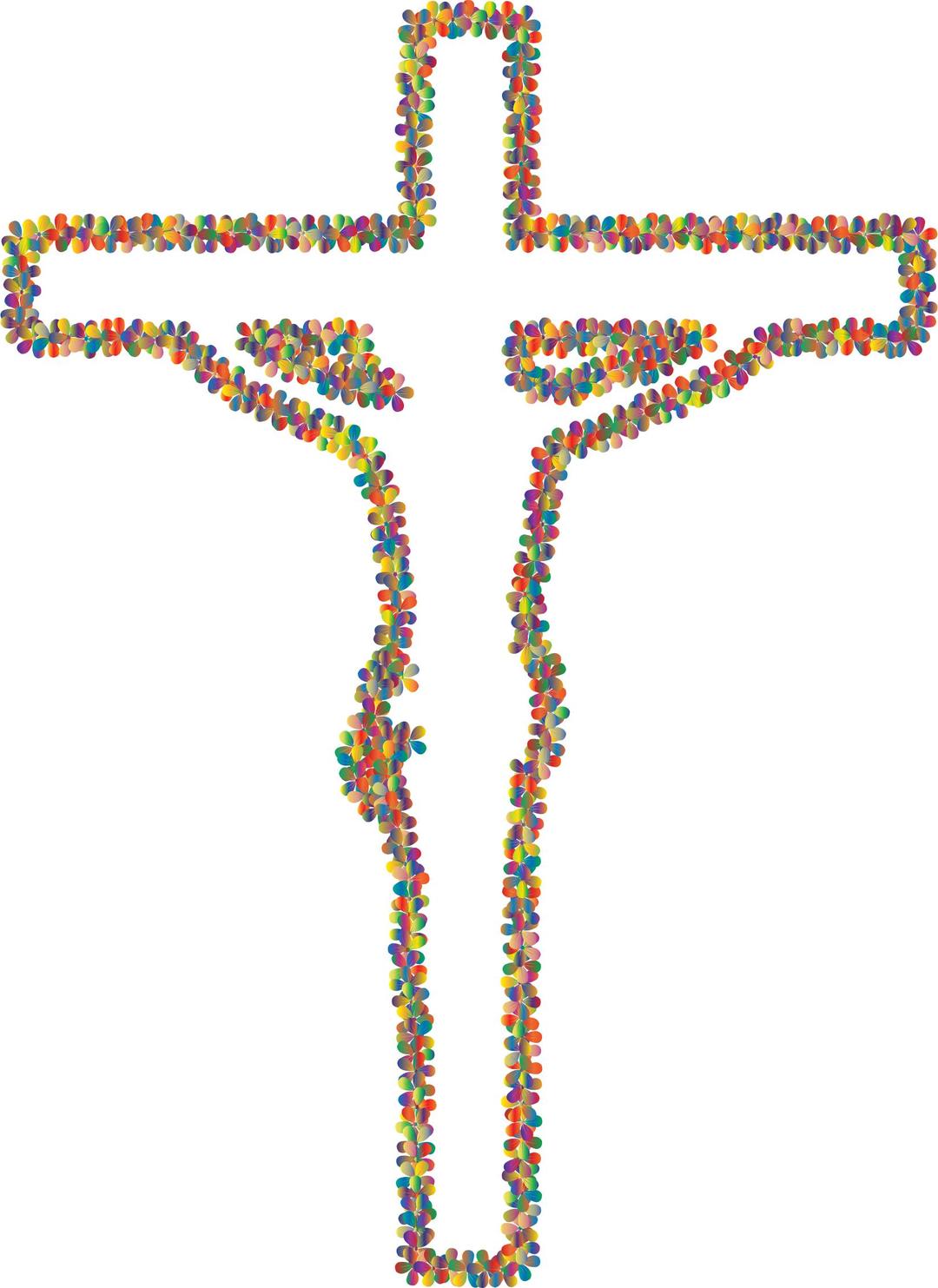 Prismatic Floral Crucifix Outline 3 png transparent