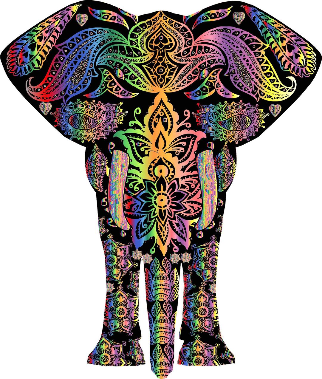 Prismatic Floral Pattern Elephant png transparent