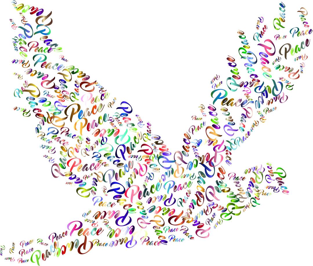 Prismatic Flying Peace Dove Typography 4 No Background png transparent