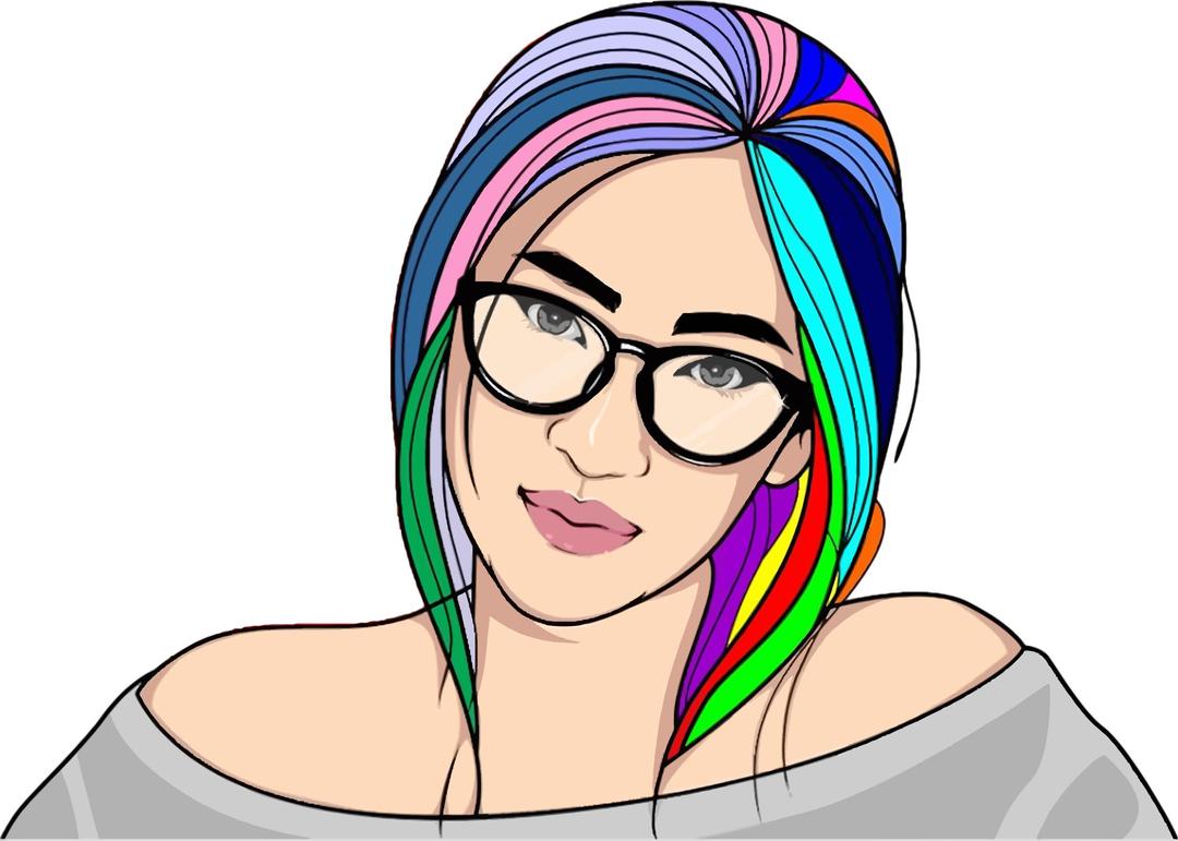Prismatic Haired Woman png transparent