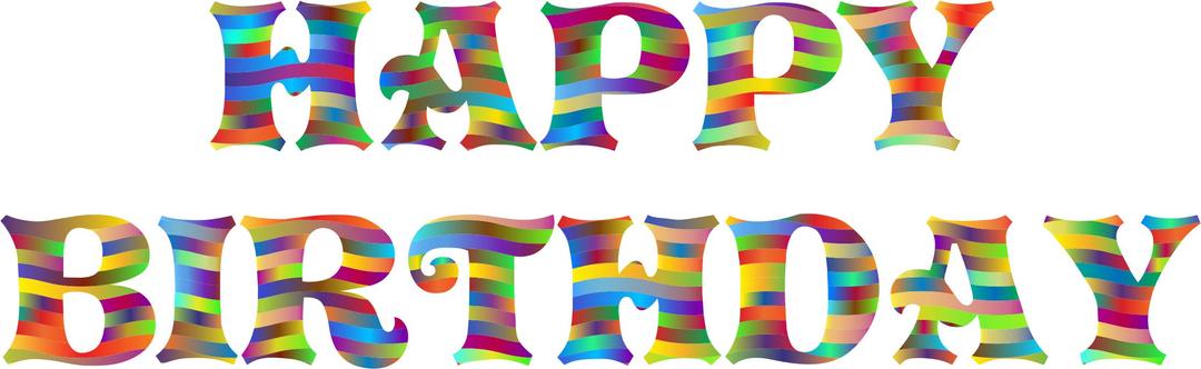 Prismatic Happy Birthday Typography 3 png transparent