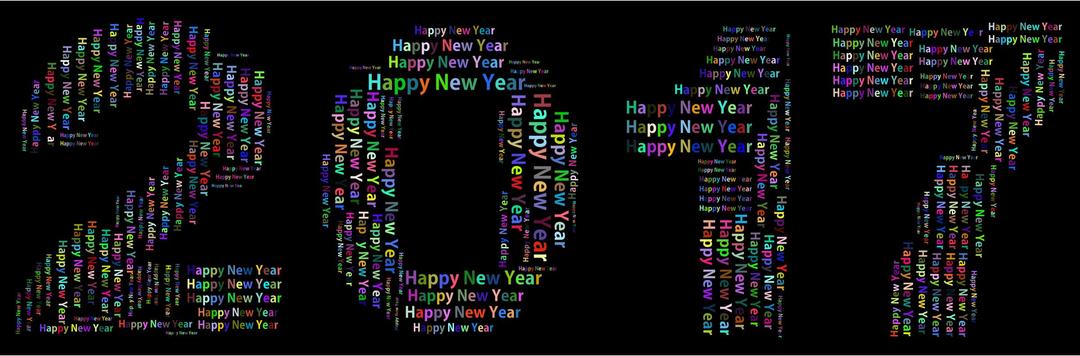 Prismatic Happy New Year 2017 Word Cloud png transparent