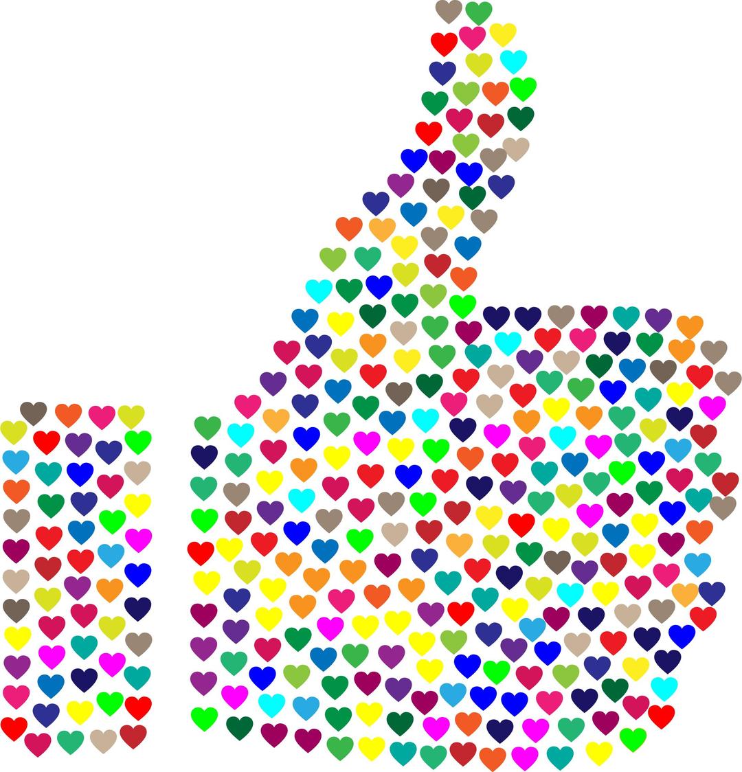 Prismatic Hearts Thumbs Up Silhouette No Background png transparent