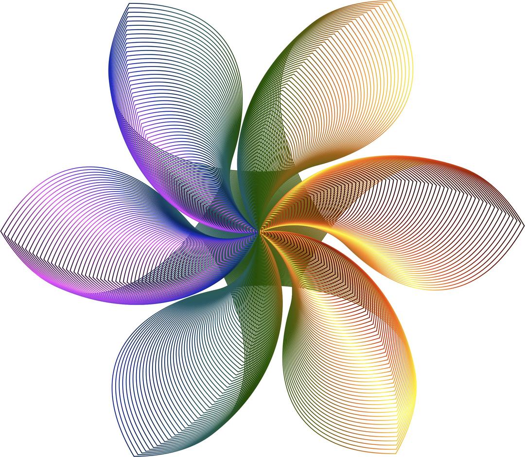 Prismatic Hexagonal Flower Shape Line Art png transparent