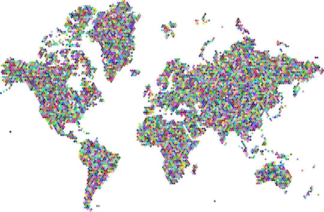 Prismatic Hexagonal World Map No Background png transparent
