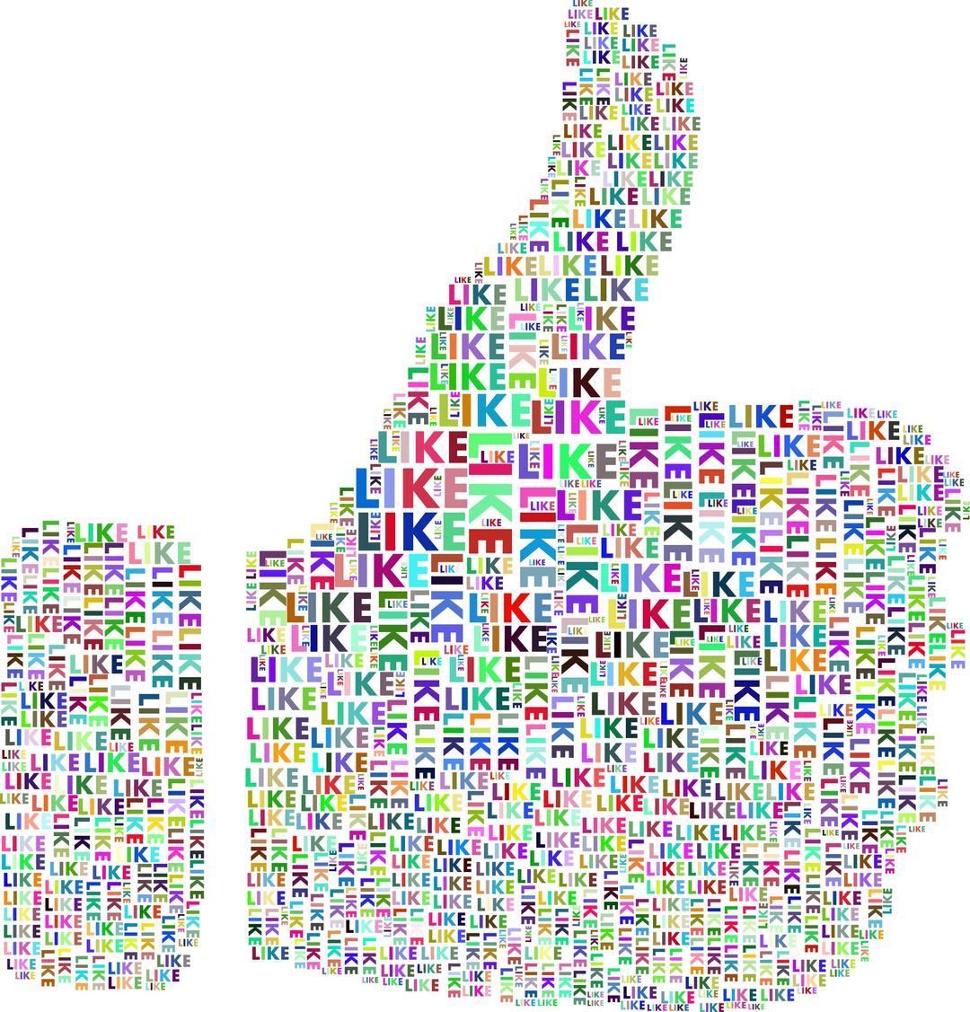 Prismatic Like Thumbs Up Word Cloud png transparent
