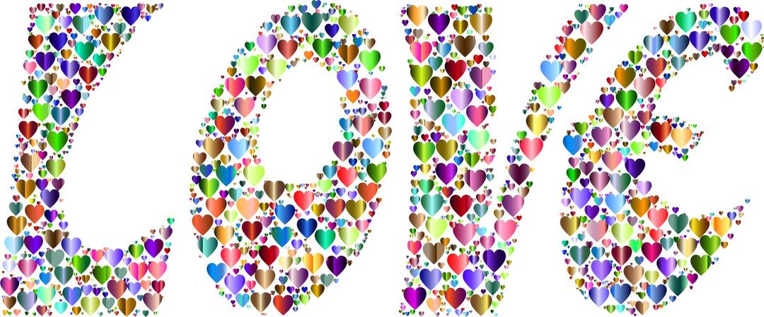 Prismatic Love Hearts Typography 4 png transparent