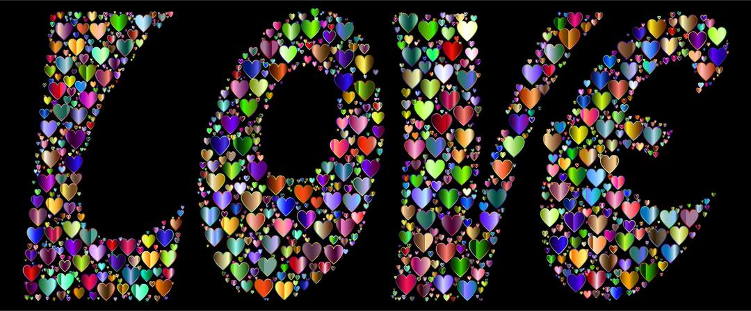 Prismatic Love Hearts Typography 4 Variation 2 png transparent