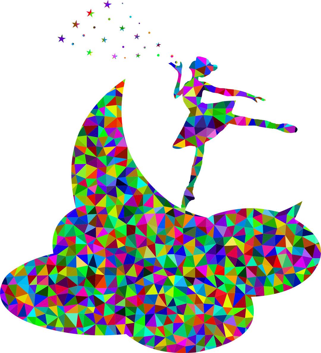 Prismatic Low Poly Ballerina On The Moon png transparent