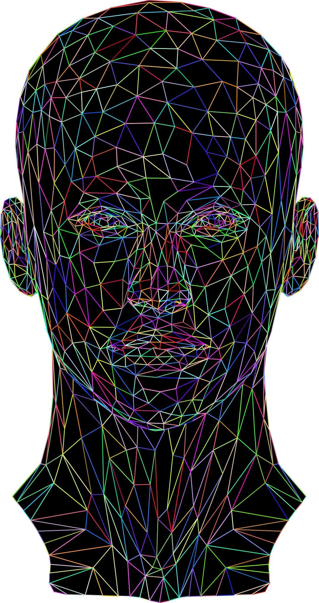 Prismatic Low Poly Female Head Wireframe png transparent