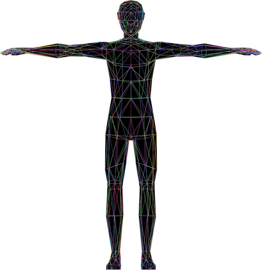 Prismatic Low Poly Human Male Wireframe png transparent
