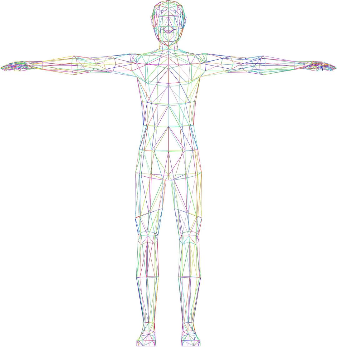 Prismatic Low Poly Human Male Wireframe No Background png transparent