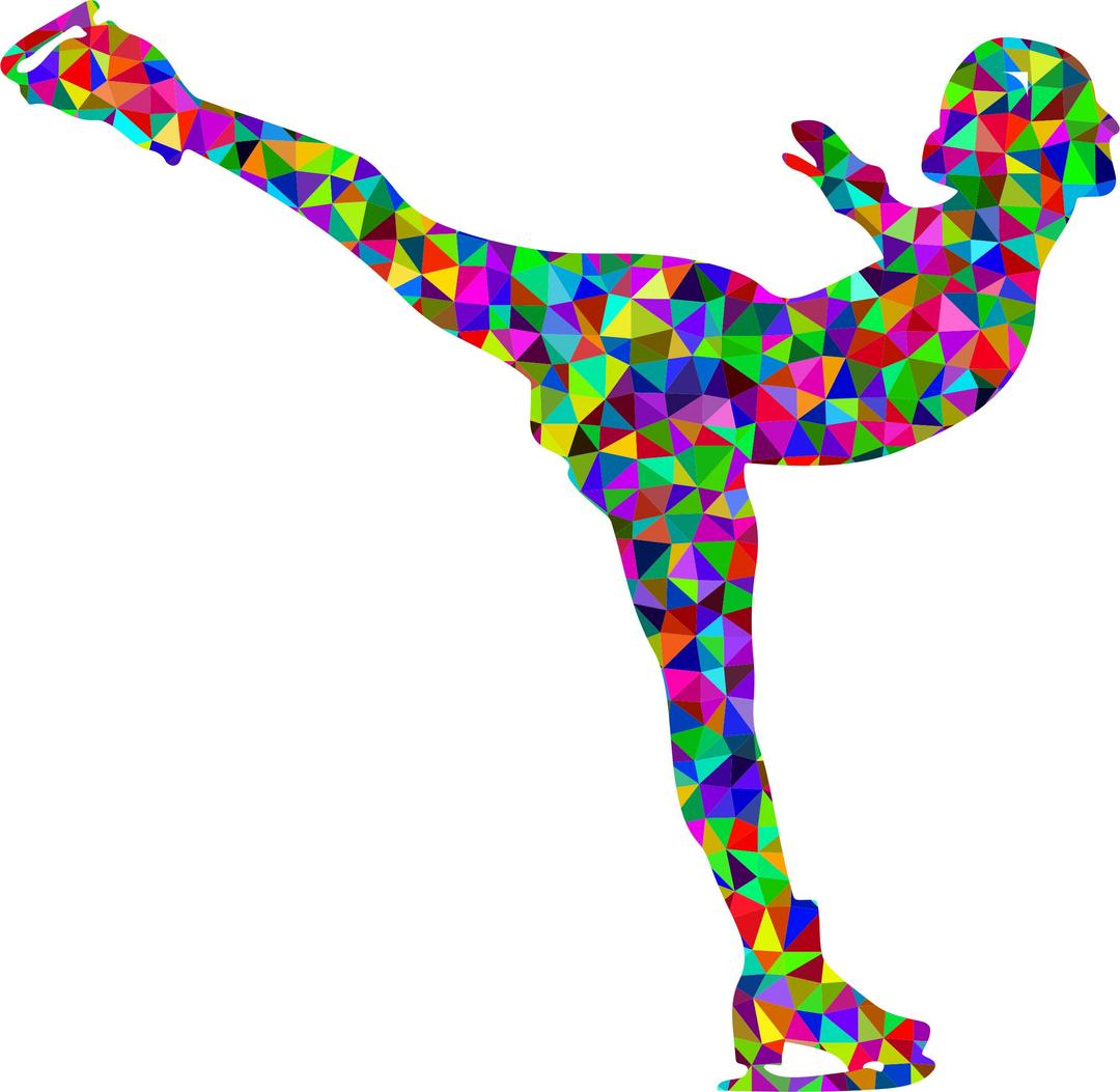 Prismatic Low Poly Ice Skating Woman png transparent