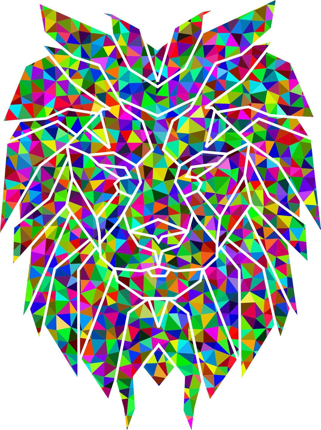 Prismatic Low Poly Polygonal Lion Face png transparent