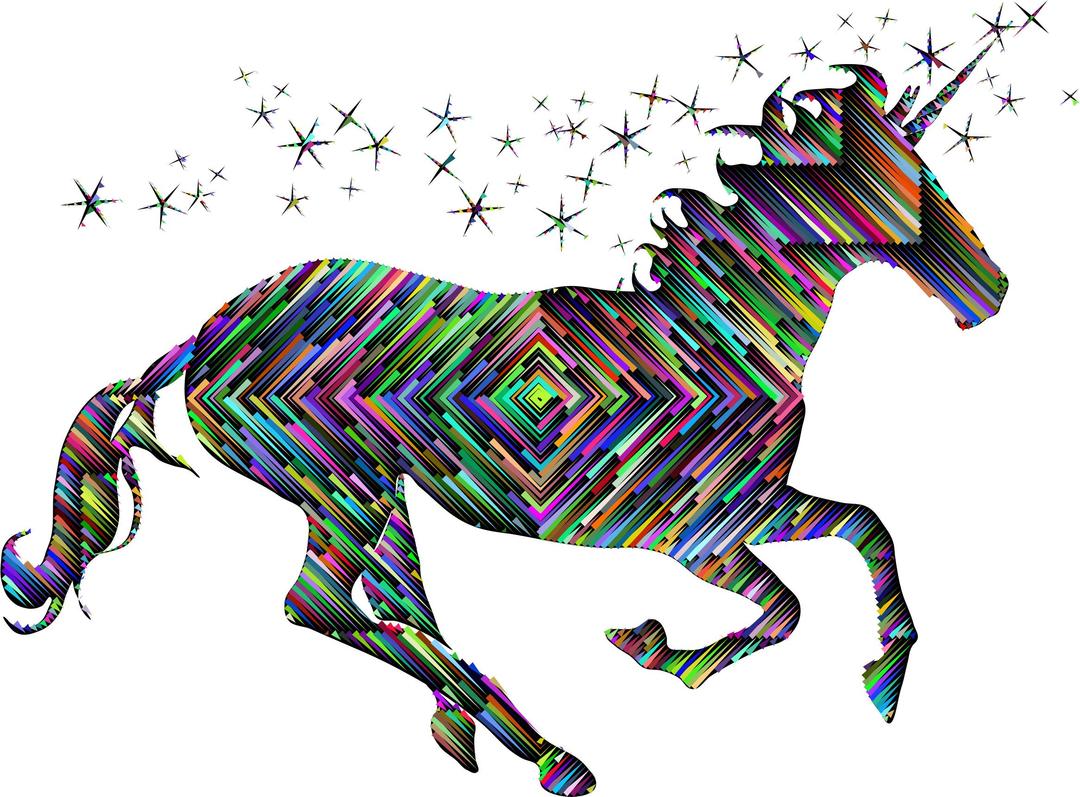 Prismatic Magical Unicorn Silhouette Concentric With Background png transparent