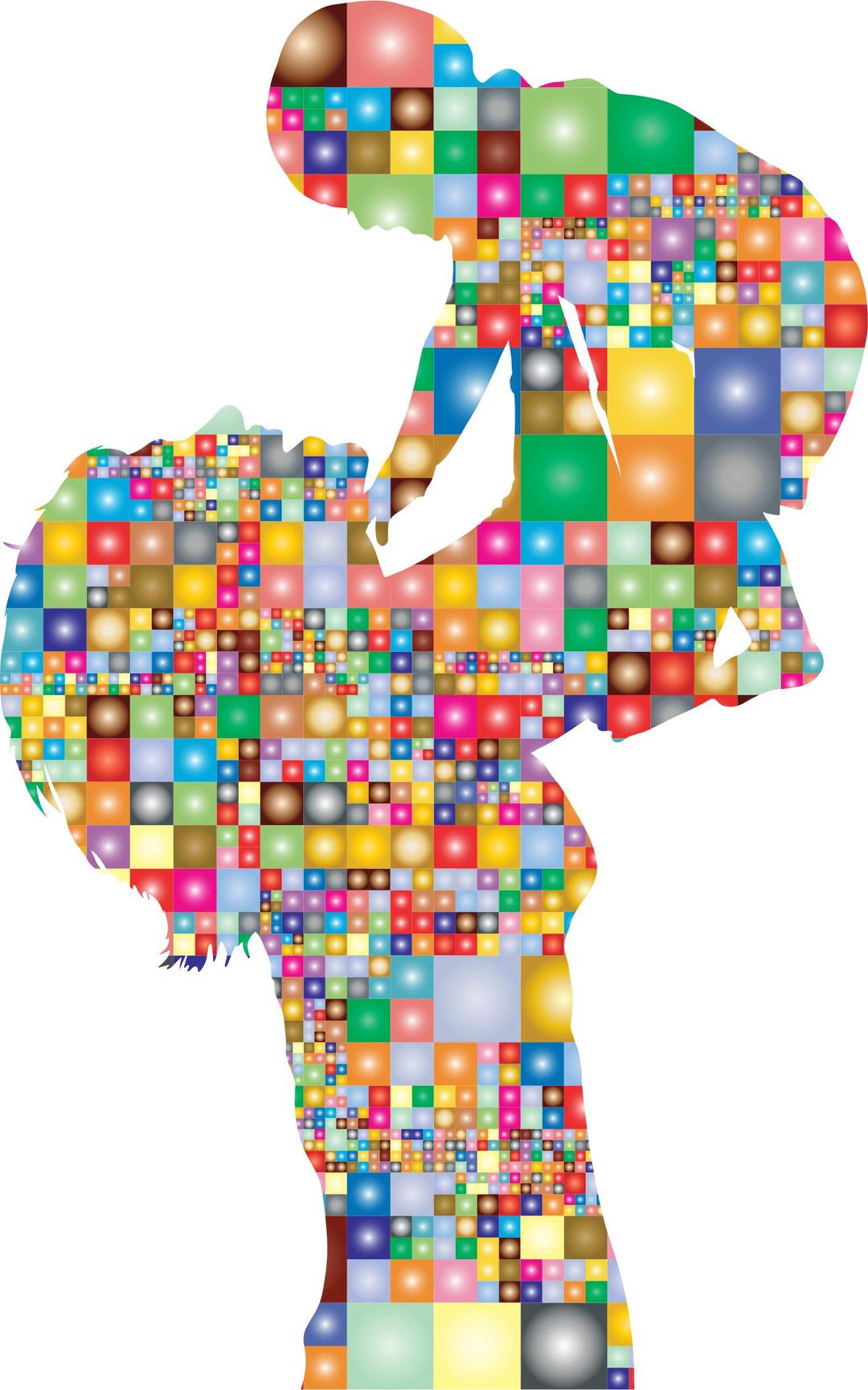 Prismatic Mosaic Mother And Baby Silhouette png transparent