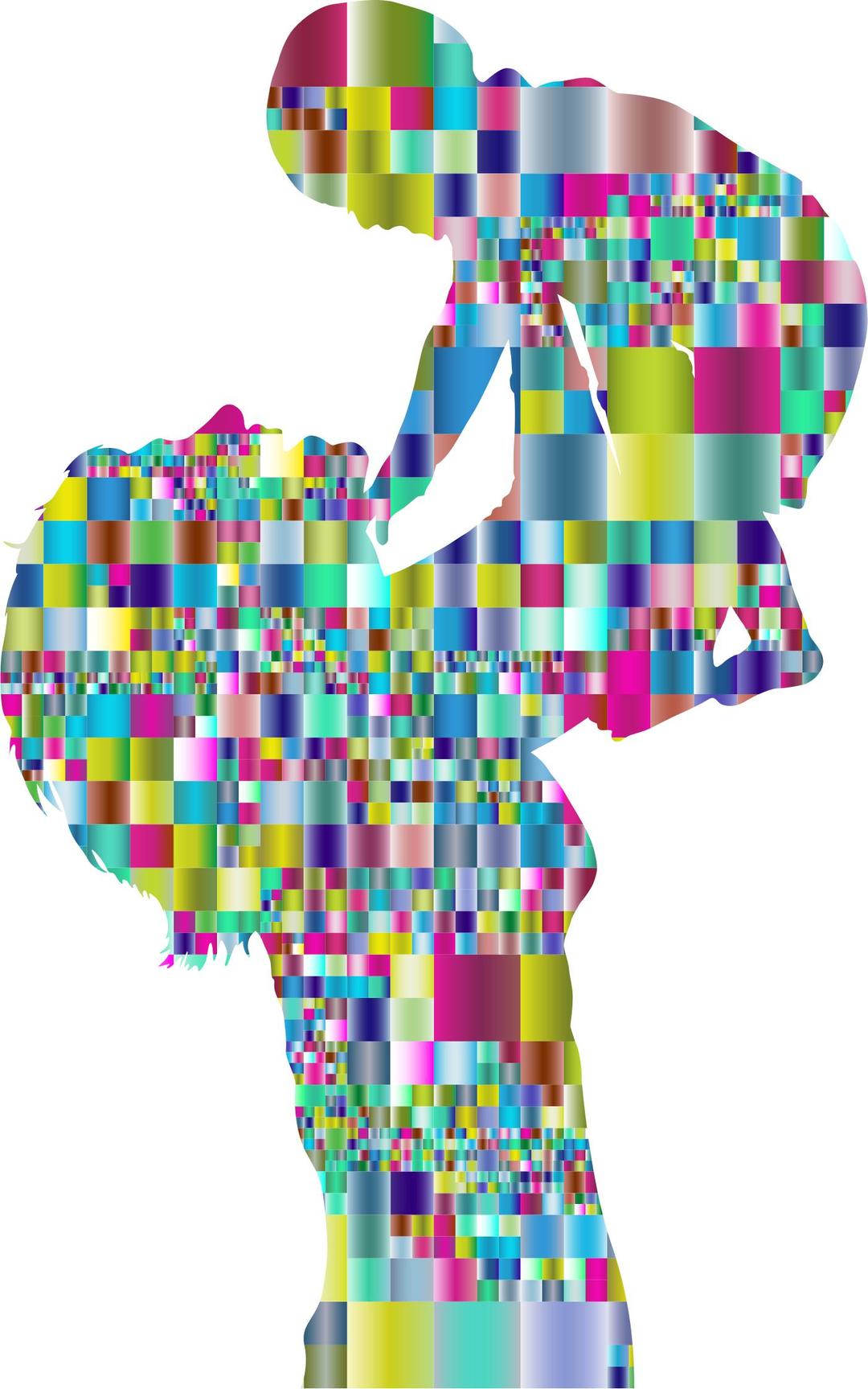 Prismatic Mosaic Mother And Baby Silhouette 2 png transparent