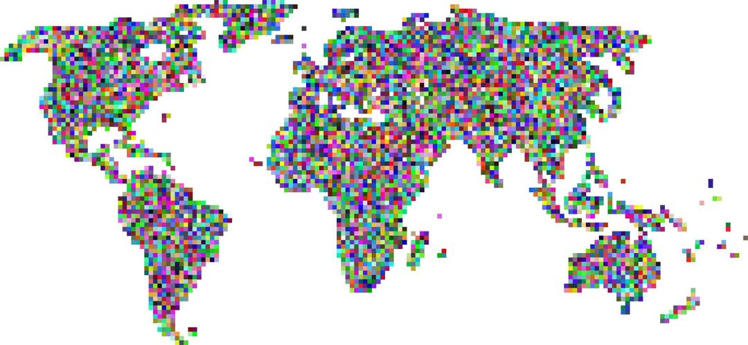 Prismatic Mosaic World Map png transparent