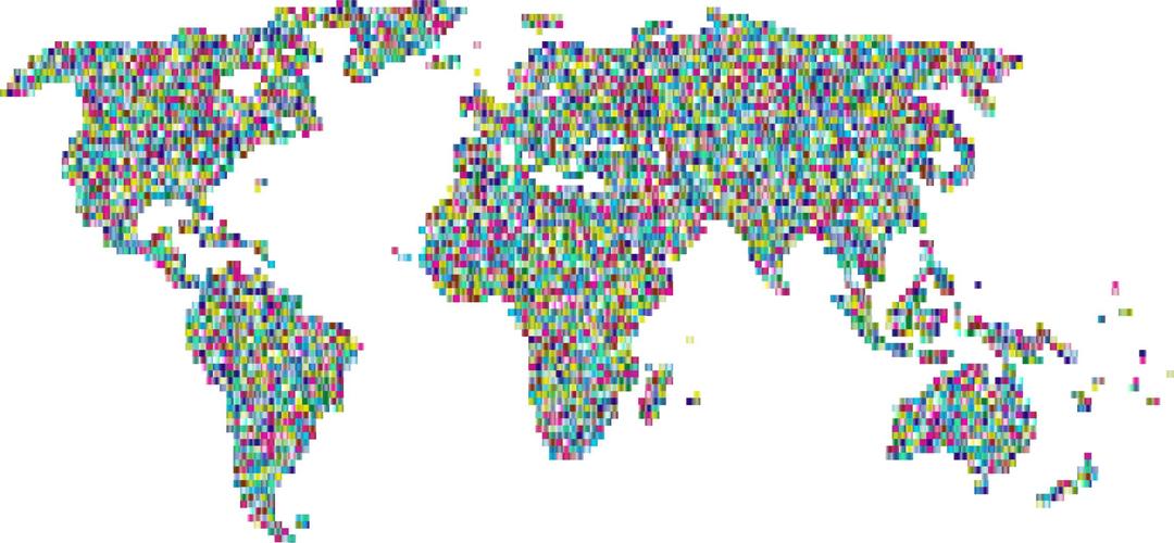 Prismatic Mosaic World Map 3 png transparent
