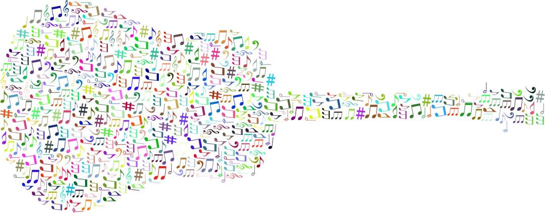 Prismatic Musical Notes Old Fashioned Guitar No Background png transparent