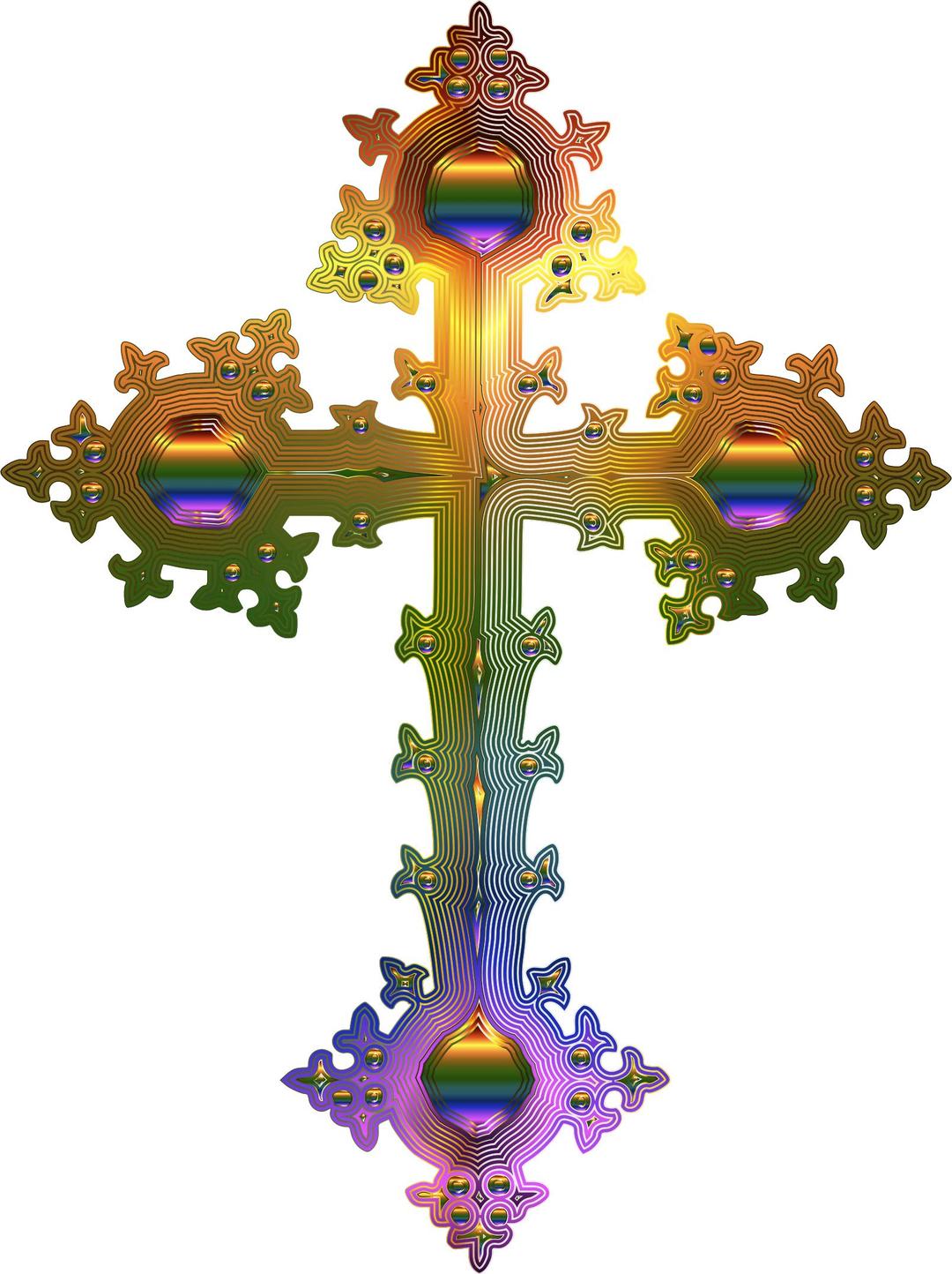Prismatic Ornate Cross 2 No Background png transparent