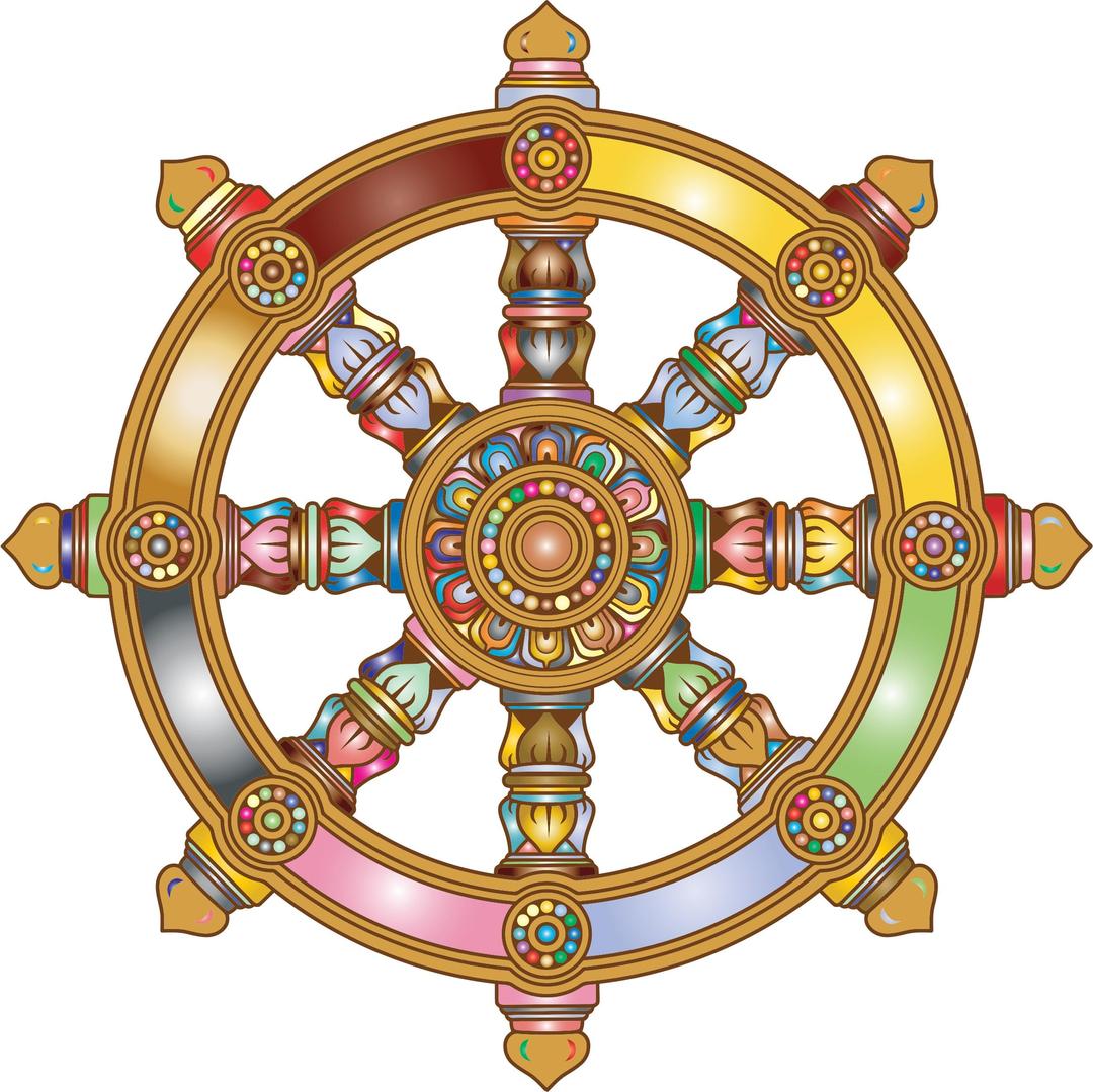 Prismatic Ornate Dharma Wheel 2 png transparent
