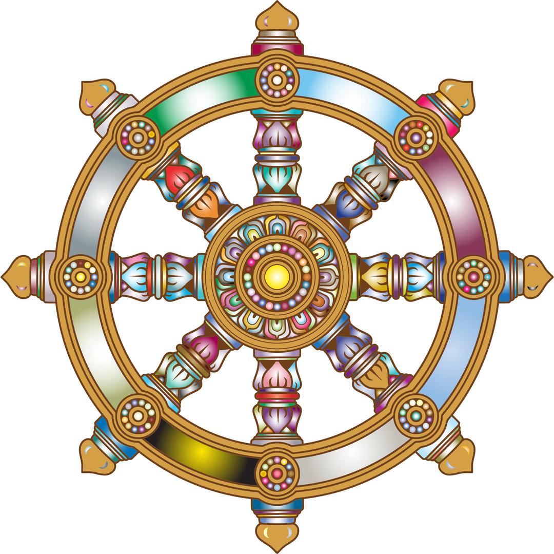 Prismatic Ornate Dharma Wheel 3 png transparent