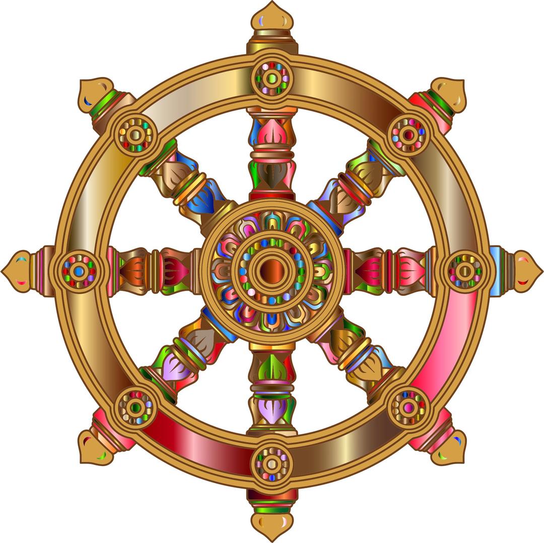 Prismatic Ornate Dharma Wheel 4 png transparent