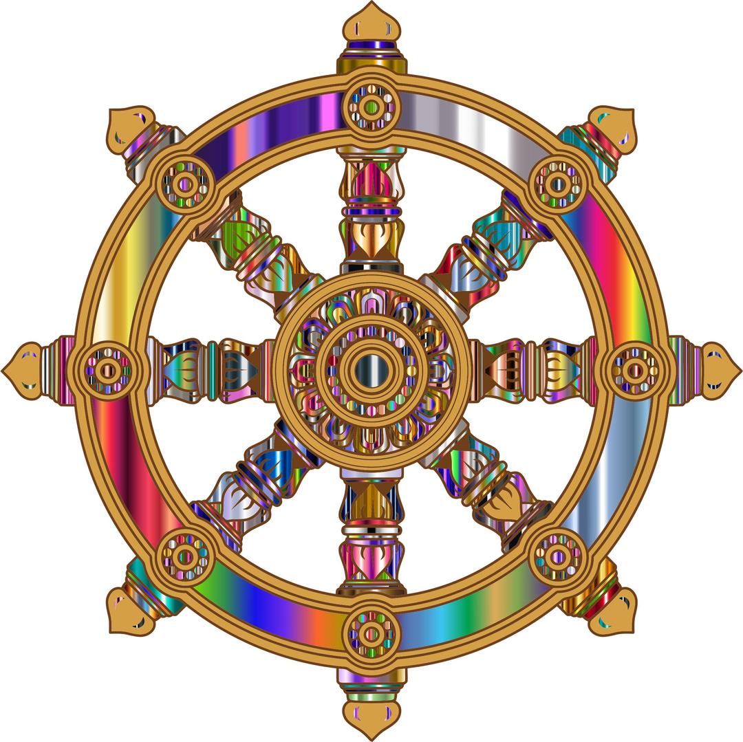 Prismatic Ornate Dharma Wheel 6 png transparent