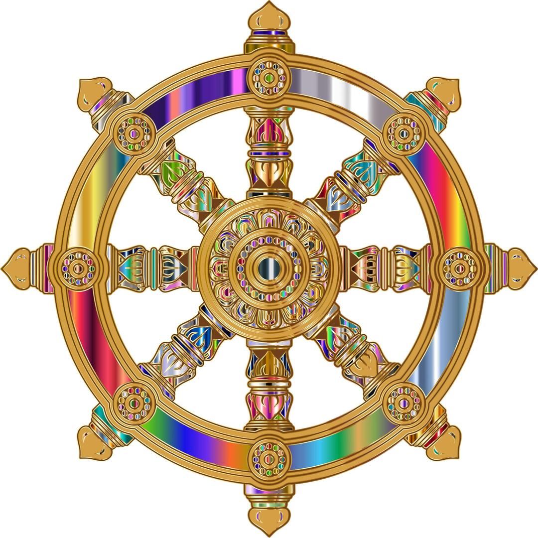 Prismatic Ornate Dharma Wheel 7 png transparent