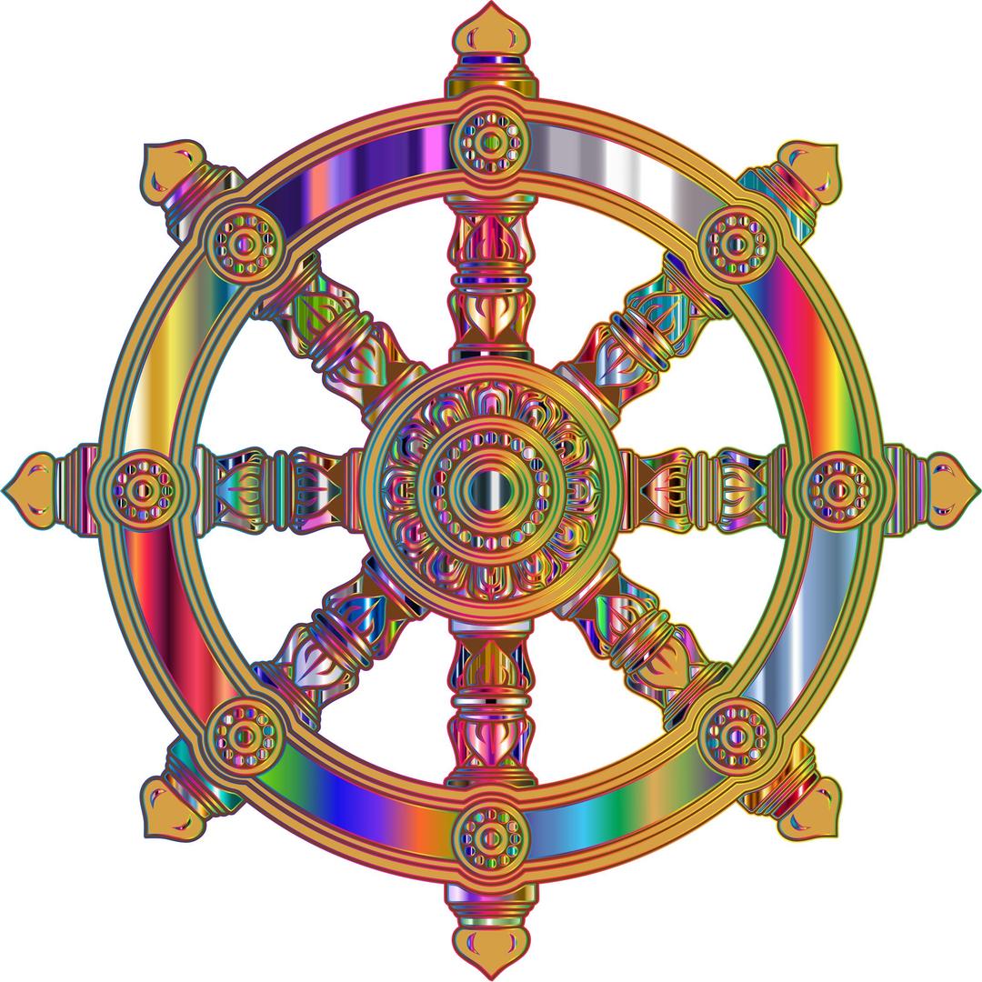 Prismatic Ornate Dharma Wheel 7 Variation 2 png transparent
