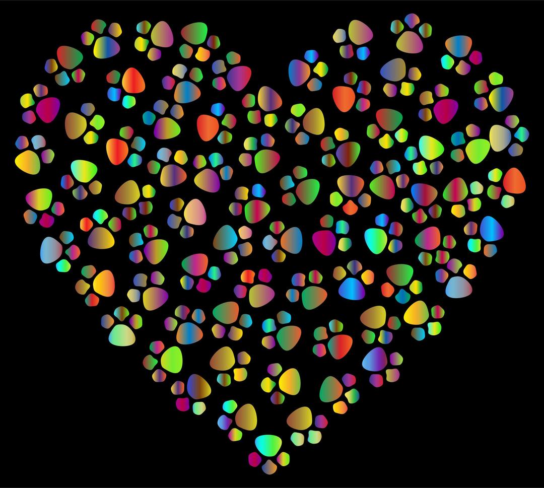 Prismatic Paw Prints Heart 4 With Background png transparent