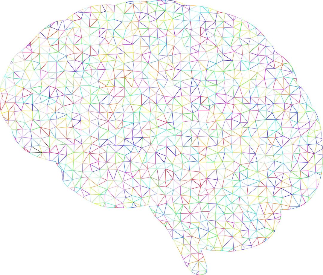 Prismatic Polygonal Wireframe Brain No Background png transparent
